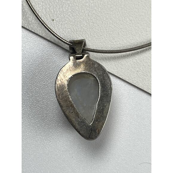 White Quartz Pendant Sterling Silver Necklace Snake Chain 16" - Picture 5 of 11